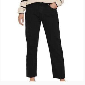 Only Emily high waisted straight raw hem jeans size 27